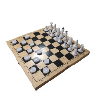 Шахматы и шашки с деревянной доской