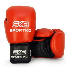 Боксерские перчатки SPORTKO кожаные ПК1 красные 10 унций