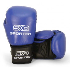 Боксерские перчатки SPORTKO кожаные ПК1 синие 10 унций