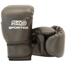 Боксерские перчатки SPORTKO кожаные ПК1 черные 10  унций