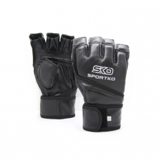 Перчатки с открытыми пальцами Sportko кожаные ПK-4 черные L