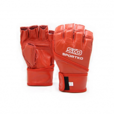 Перчатки с открытыми пальцами Sportko кожаные ПK-4 красные L