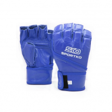 Перчатки с открытыми пальцами Sportko кожаные ПK-4 синие L