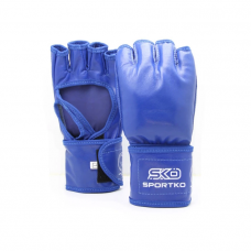Перчатки с открытыми пальцами Sportko кожаные ПK-6 синие L
