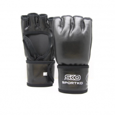 Перчатки с открытыми пальцами Sportko кожаные ПK-6 черные L