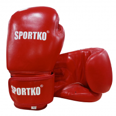 Боксерские перчатки SPORTKO кожаные "Элит" красные 10 унций