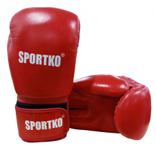 Боксерские перчатки SPORTKO кожаные "Элит" красные 12 унций