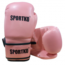 Боксерские перчатки SPORTKO кожаные "Элит" розовые 10 унций