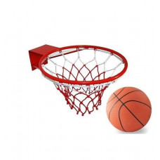 Баскетбольное кольцо 45 cм с мячем №7 и бело-красной сеткой