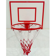 Баскетбольный всепогодный щит SR 60 х 50 см с кольцом №5 - 35 см и бело-красной сеткой