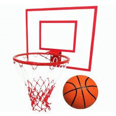 Баскетбольный щит ВF 60x50 см с кольцом 45 см бело-красной сеткой и мячем №7