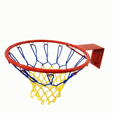 Баскетбольное кольцо №6 40 см с желто-голубой сеткой