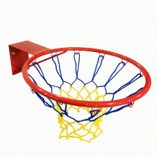 Баскетбольное кольцо №7 45 см с желто-голубой сеткой